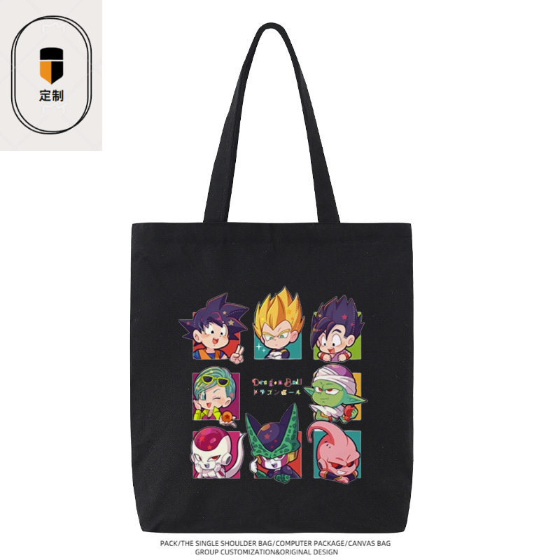 Anime Merchandise Japan - ドラゴンボール ベジータ 孫悟空 ちび漫画 かわいいキャンバスバッグ アニメ収納バッグ