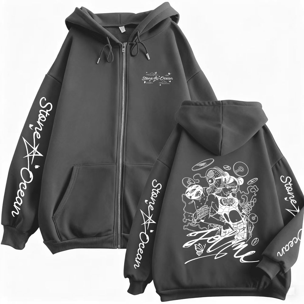 アニメジョジョの奇妙な冒険徐倫クジョグッズジッパーパーカー男 - Anime Merch Hoodie のレビューと価格