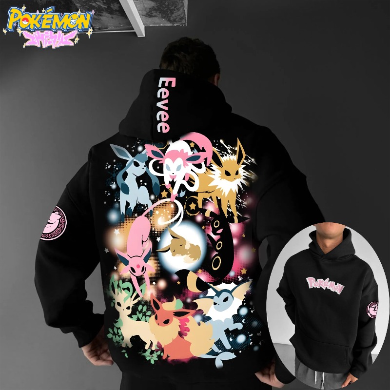 2025年ポケモンクラシックキャラクターイーブイファミリー柄 - Anime Merch Hoodie のレビューと価格