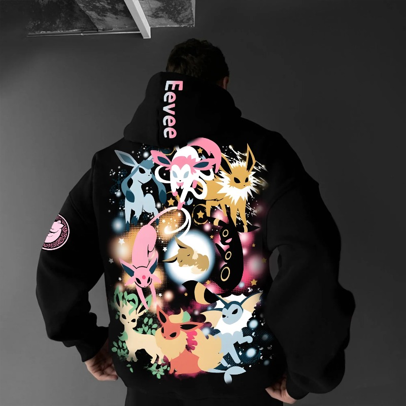2025年ポケモンクラシックキャラクターイーブイファミリー柄 - Anime Merch Hoodie のレビューと価格