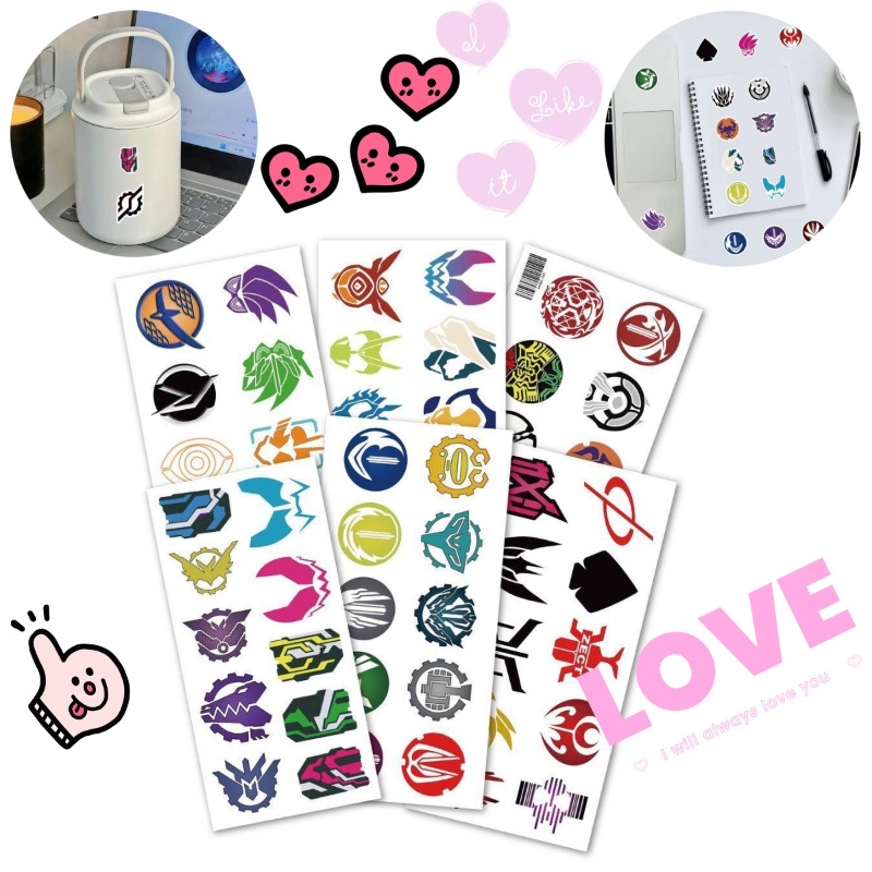 60 枚の仮面ライダーロゴステッカークリエイティブデカール防 - Sticker Sheet Set のレビューと価格